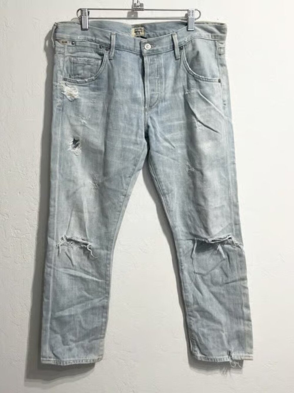 Citizens of Humanity Denim Jeans 28 Emerson Slim Boyfriend Light Blue Distressed